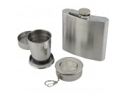 Yellowstone Stainless Steel Hip Flask (6oz / 170ml) & Packable Cup Set (x 2)